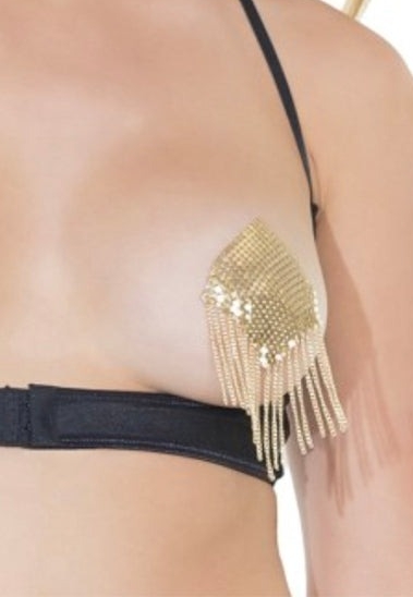 Cache-Tétons Dorés Maille Métallique - Glamour Burlesque Réutilisables