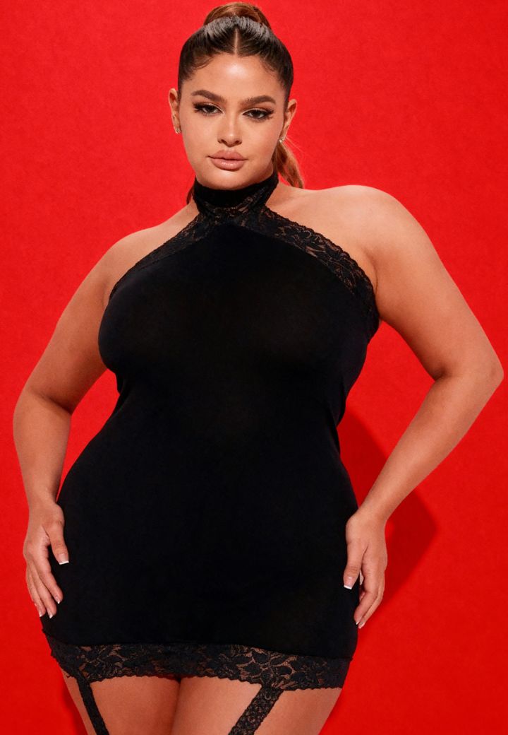 Bodystocking opaco con ligas de encaje