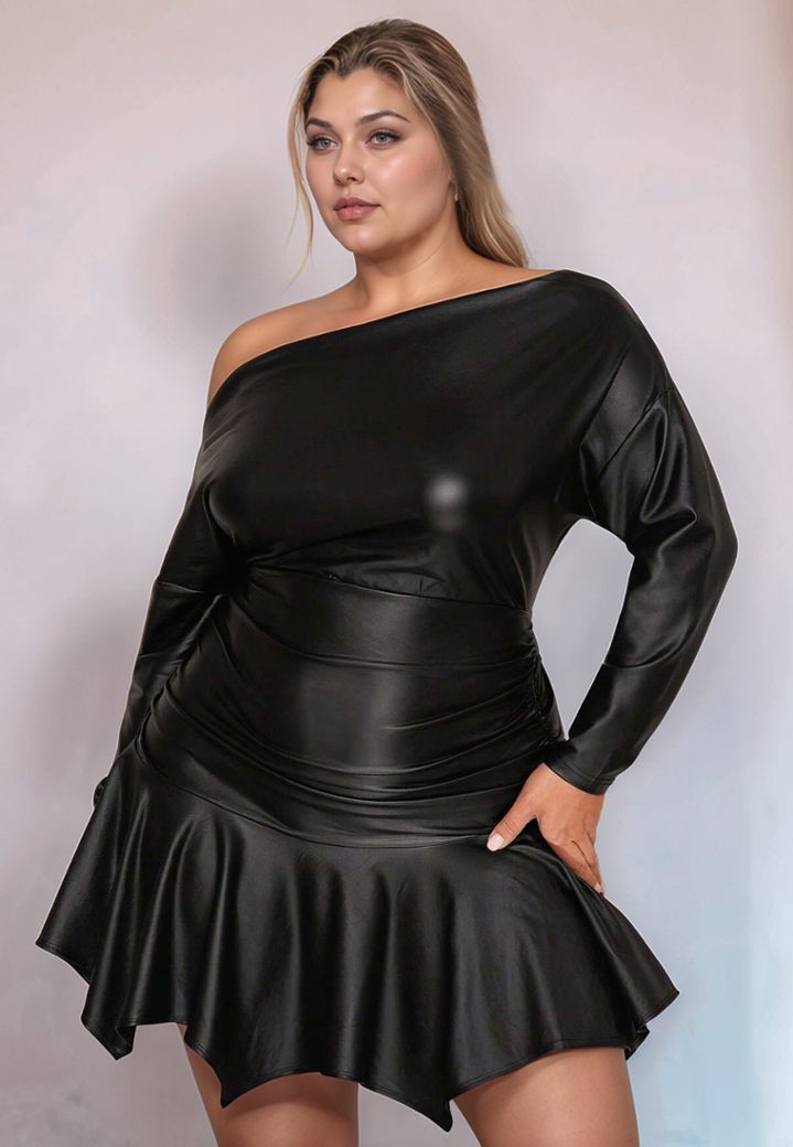 Midnight Leather dress - Asymmetrical elegance and bold sensuality