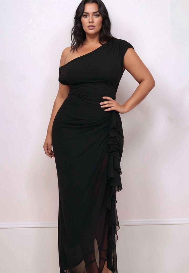 Asymmetrical black veil dress - Dramatic elegance and sophistication