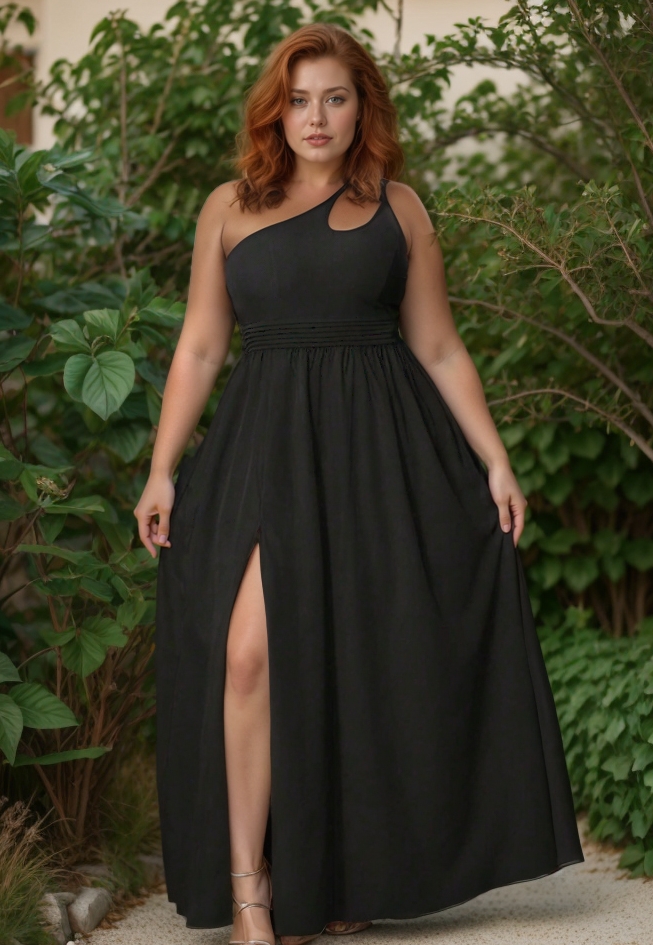 Zwarte asymmetrische maxi jurk - moderne sensualiteit en sexy split