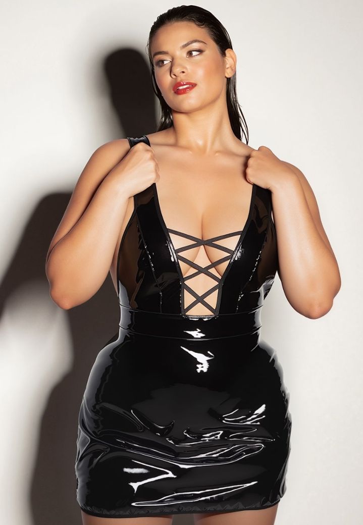 Vinyl Mini-Kleid - Sinnliche Schnürung am Rücken