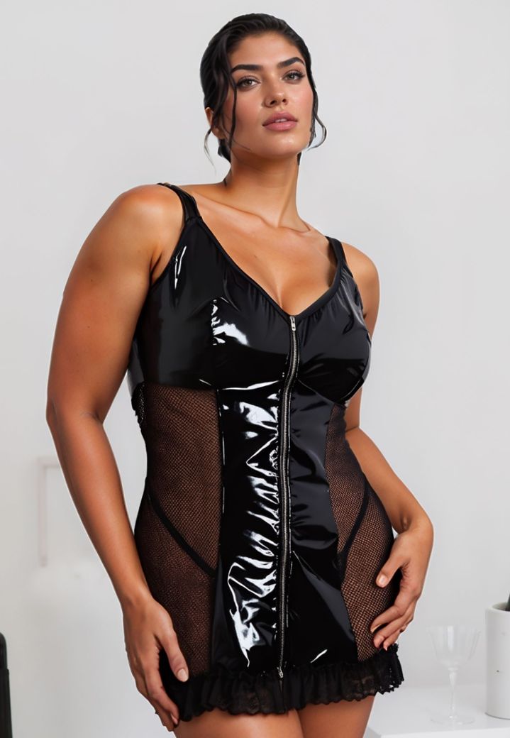 Abito in Vinile con Zip - Trasparenza Provocante