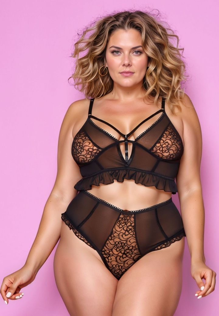 Conjunto Dark In Love: volantes románticos y braguita alta