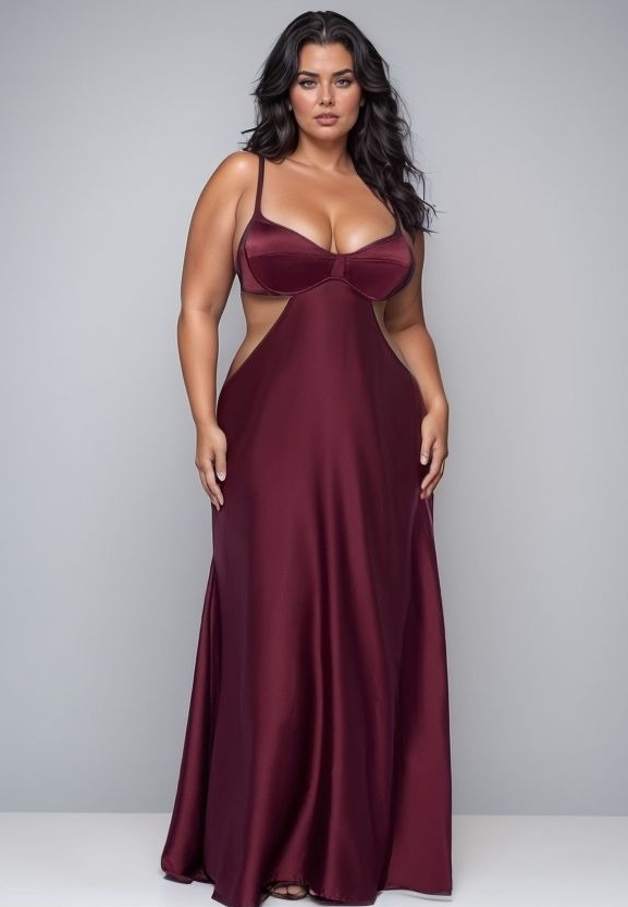 Passadena: Maxi Vestido Monoarmadura de Raso de talla grande