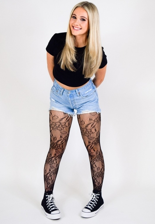 Μαύρο Καλσόν Δίχτυ με Floral Σχέδιο