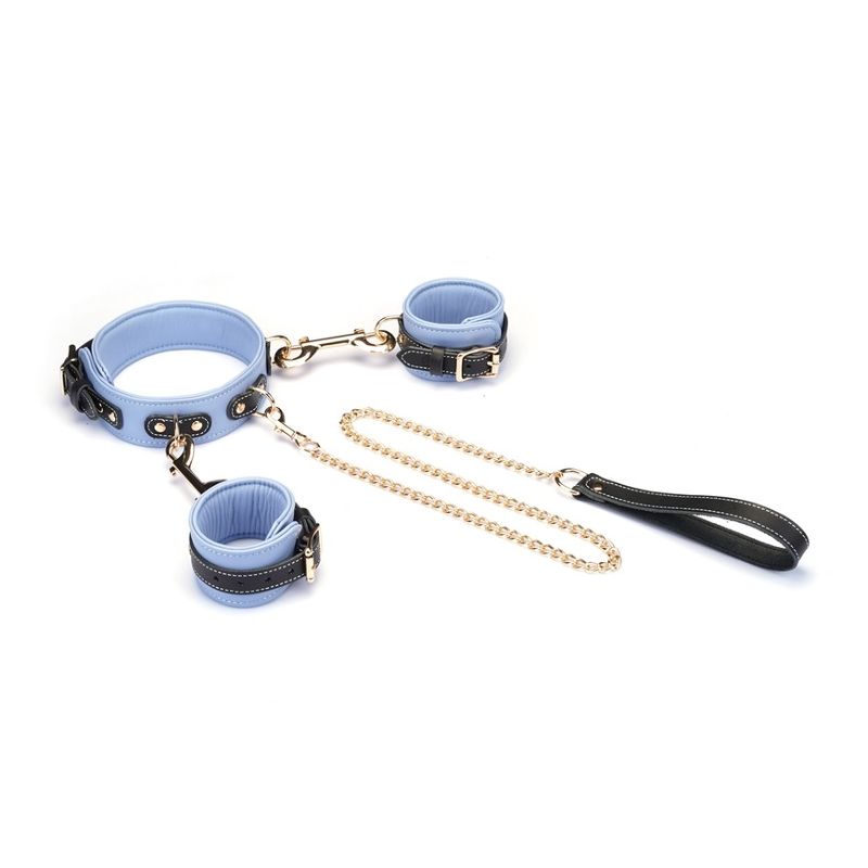 Italiaanse leren halsband en handboeien