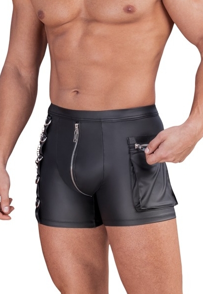 Fitted Boxer Shorts Black Matte : Rings, Chains and Cargo Pocket