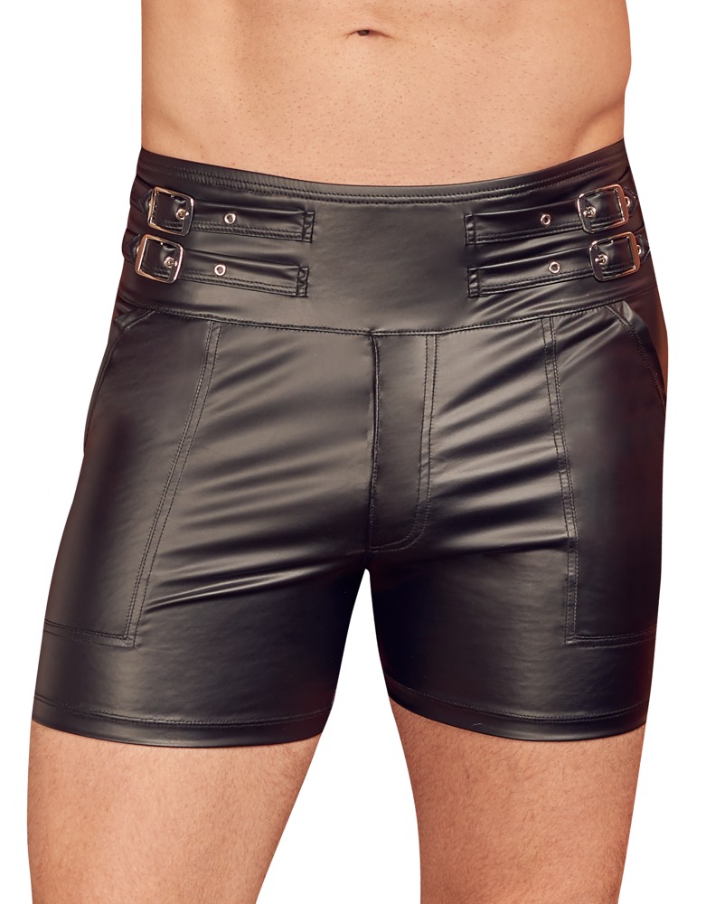 Shorts mit hoher Taille aus Kunstleder