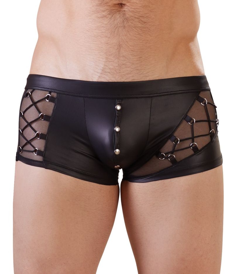 Lacing and fishnet boxer shorts