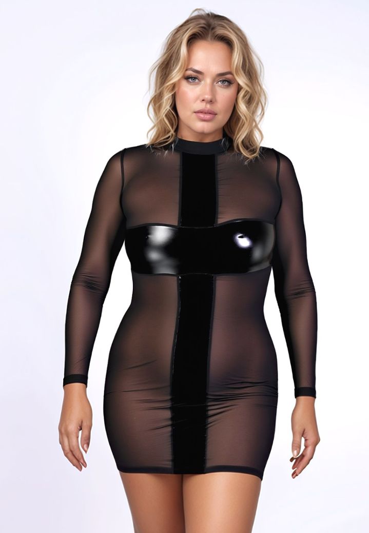 Tulle Wetlook Crossover Dress - Seductive Elegance and Audacity