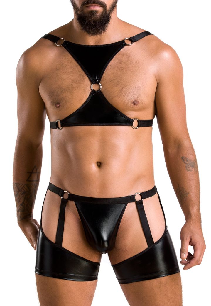 2-Delige Open Wetlook Set - Top en Korte Broek met Elastische Bandjes