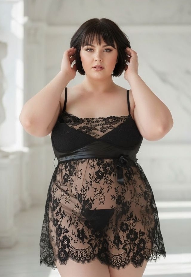 Bowy - Babydoll in Spitze und Mikrofaser mit Passendem String