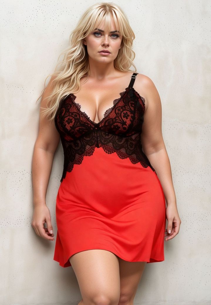 Paradisio — Babydoll de encaje negro y satén rojo