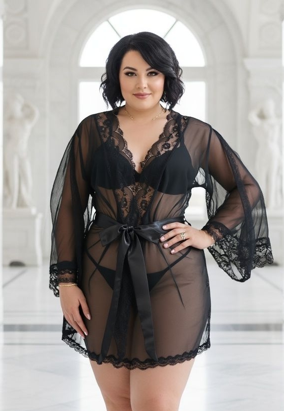 Voluptuosa - Transparante Negligé en Bijpassende String