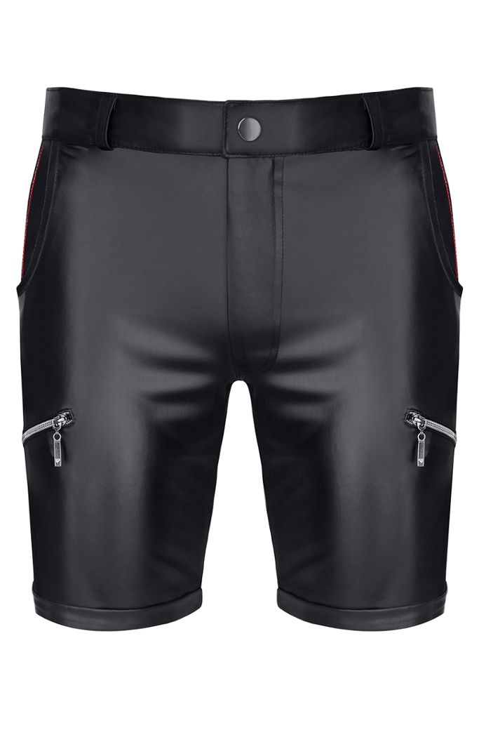 Short Norberto - Mat Kunstleder Zwart - Lage Taille 4 Zakken