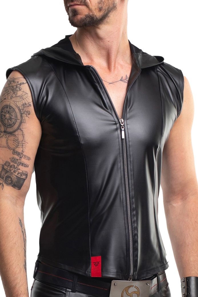 Vest Zonder Mouwen Dario - Zwart Wetlook Rits RFP