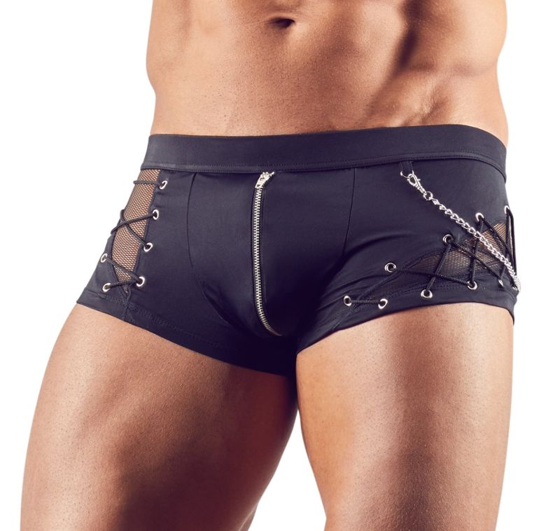 Boxer shorts with chain and lacing