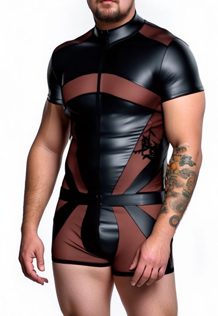 Men's 3-way Zip Short Suit - Mattlook and transparent Powernet