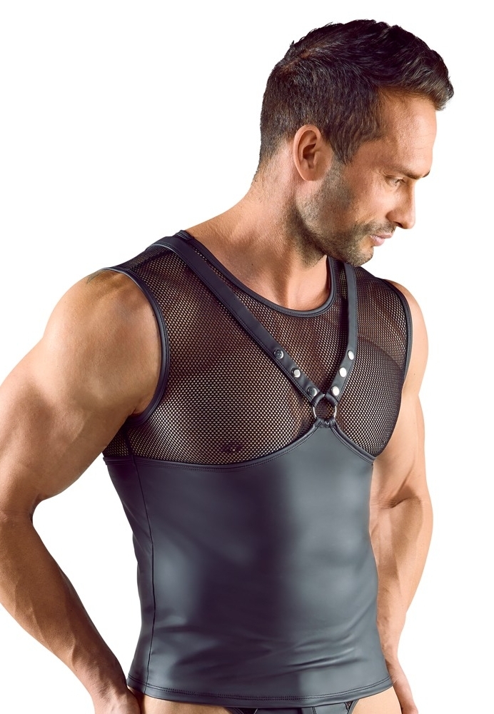 Αμάνικο Μπλουζάκι Μαύρο Στυλ Arnés Στήθους : Ματ Φινίρισμα, Καρφιά και Δίχτυα