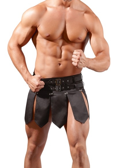 Saia gladiador preta: duplo cinto e costas stretch