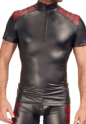 T-shirt en similicuir zippé